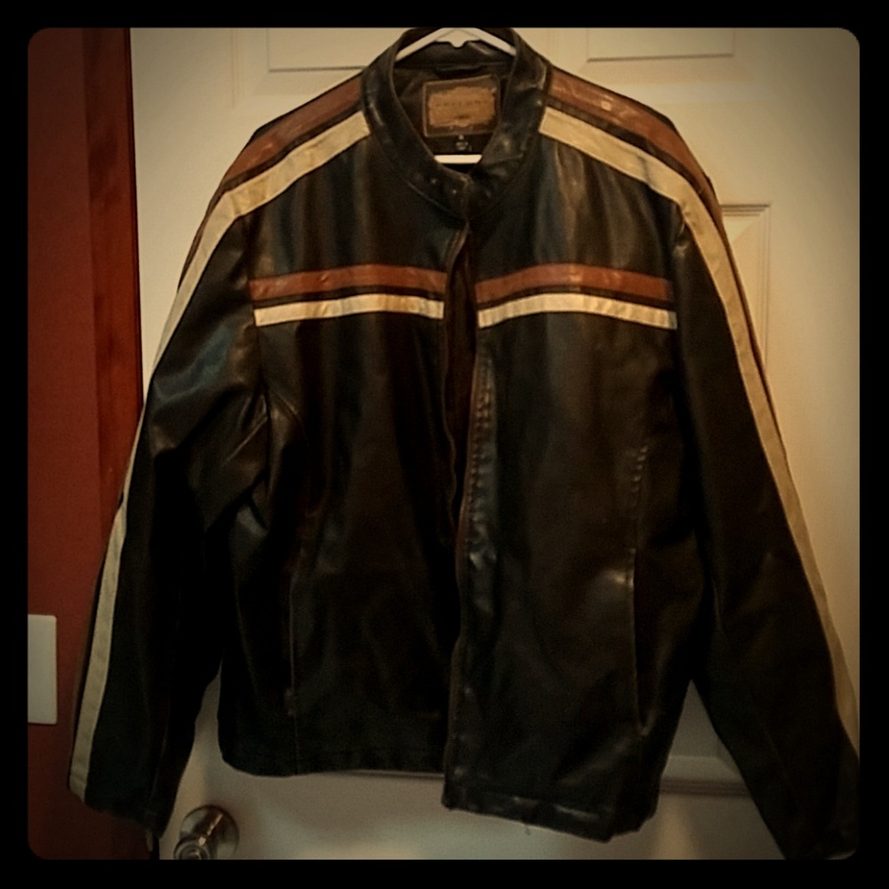 Brown leather coat